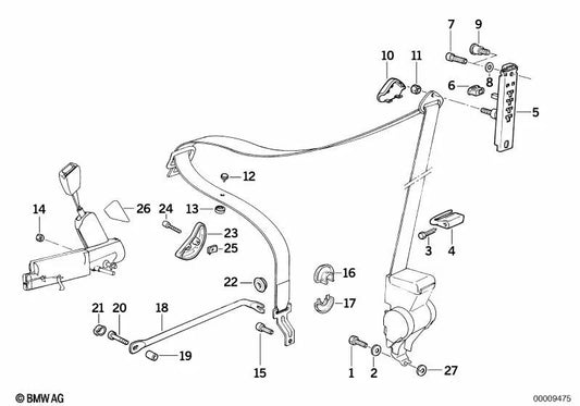 Arandela elástica para BMW E21, E30, E36, E12, E28, E34, E39, E24, E23, E32 (OEM 72111808672). Original BMW.