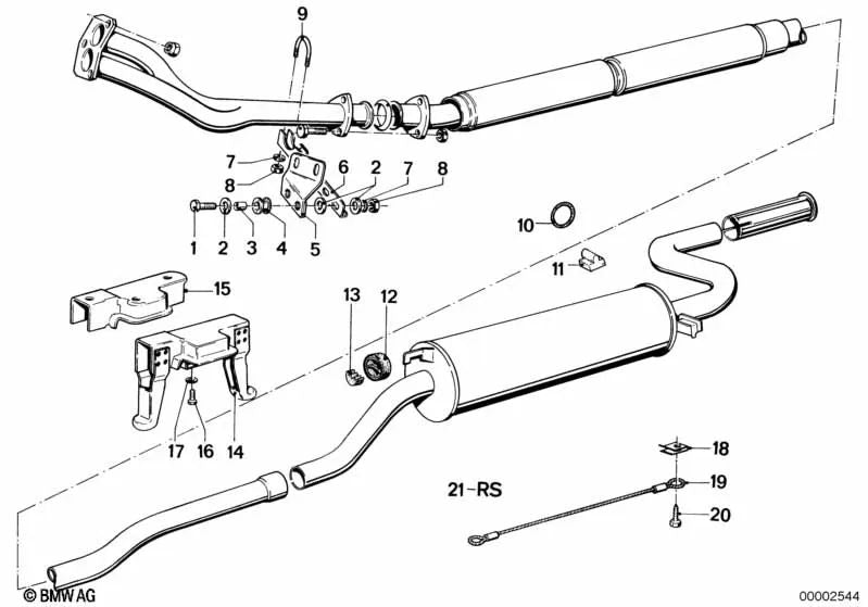 Montageteile-Set für BMW 5er E12 (OEM 18211246467). Original BMW