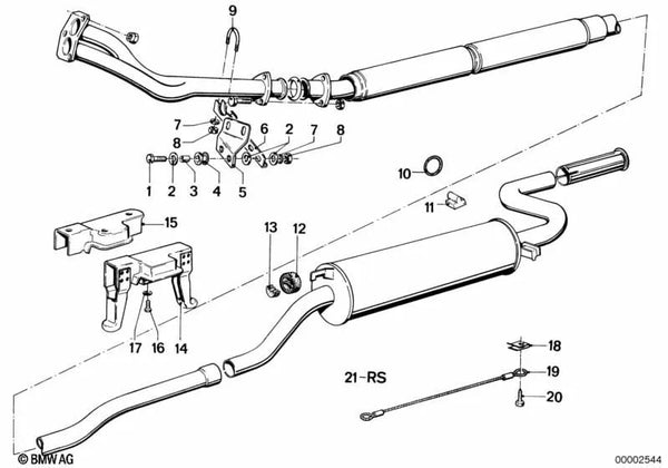 Juego de piezas de montaje para BMW Serie 5 E12 (OEM 18211246467). Original BMW