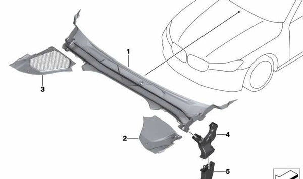 Cubierta del parabrisas Parte 3 para BMW Serie 6 G32, G32N (OEM 51717404749). Original BMW