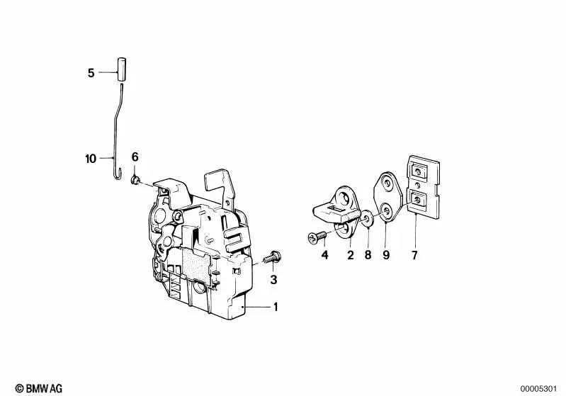 Verrouillage rotatif avant droit pour la série BMW 3 E30 (OEM 51211922848). BMW d'origine