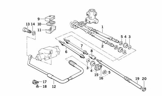 Tubo de retorno (Rücklaufleitung) OEM 37131091143 para BMW E34. Original BMW.