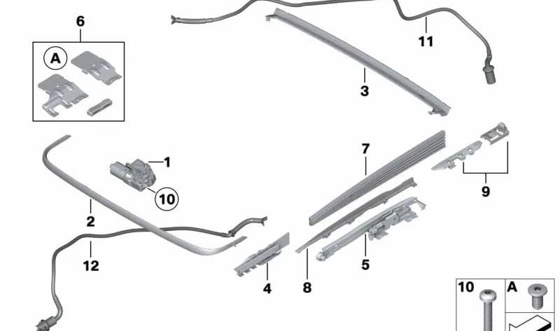 Tubo de drenaje de agua delantero para BMW Serie 5 F10, F11, F18 (OEM 41217172472). Original BMW