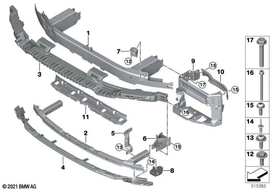 Absorbedor de choque delantero inferior para BMW G30N, G31N, G38N (OEM 51119463487). Original BMW.