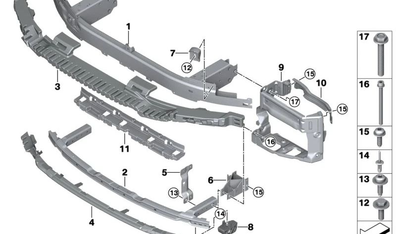 Querträgerabdeckung für BMW 5er F90, G30, G31, 7er G11, G12 (OEM 51747359788). Original BMW