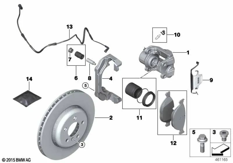 Soporte de Frenos para BMW F20, F21, F22, F23, F30, F31, F34, F35, F32, F33, F36 (OEM 34116850971). Original BMW