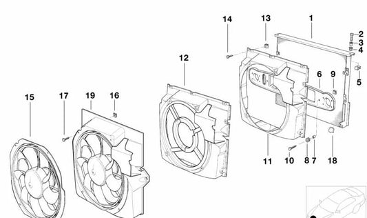 Ventilador de presión para BMW E36 (OEM 64548391261). Original BMW