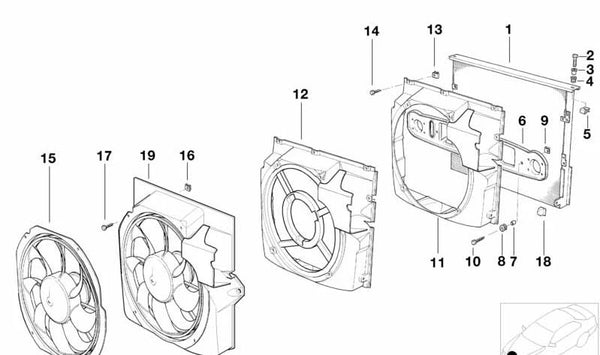 Ventilador de presión para BMW E36 (OEM 64548391261). Original BMW