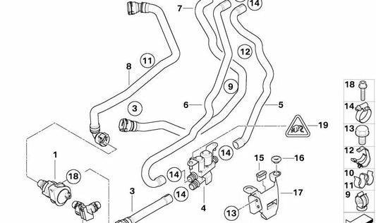 Return hose for BMW X5 E70, E70N, X6 E71 (OEM 64216945282). Original BMW