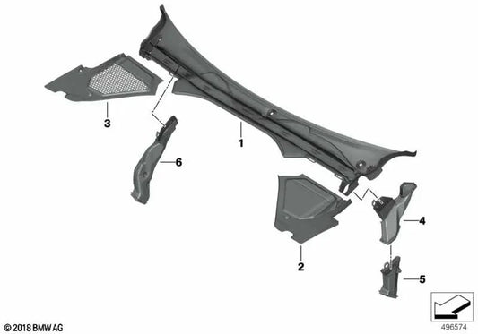 Cubierta del parabrisas, parte 2 para BMW Serie 4 G22, G23, G26 (OEM 51717491405). Original BMW