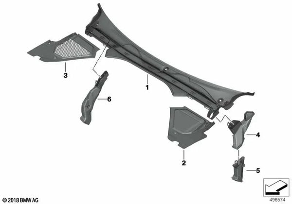 Cubierta salida de viento Parte 2 para BMW G42, G20, G21, G28 (OEM 51717427846). Original BMW