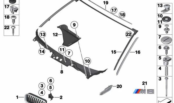 Sellado A-Columna para BMW Serie 6 F12, F13 (OEM 51767221175). Original BMW