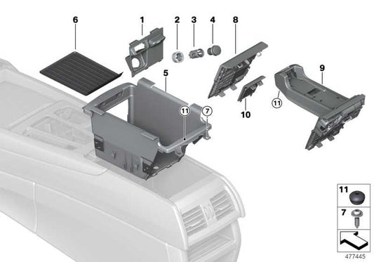 Esterilla Tapete Terciopelo Consola Central Para Bmw F15 F85 F16 F86 . Original Recambios