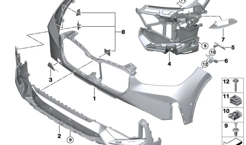 Vordere untere Stoßstangenverkleidung für BMW X1 U11 (OEM 51115A5AEF0). Original BMW