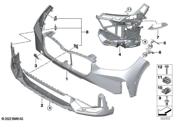 Revestimiento defensa delantera inferior para BMW X1 U11 (OEM 51115A5AEE9). Original BMW.