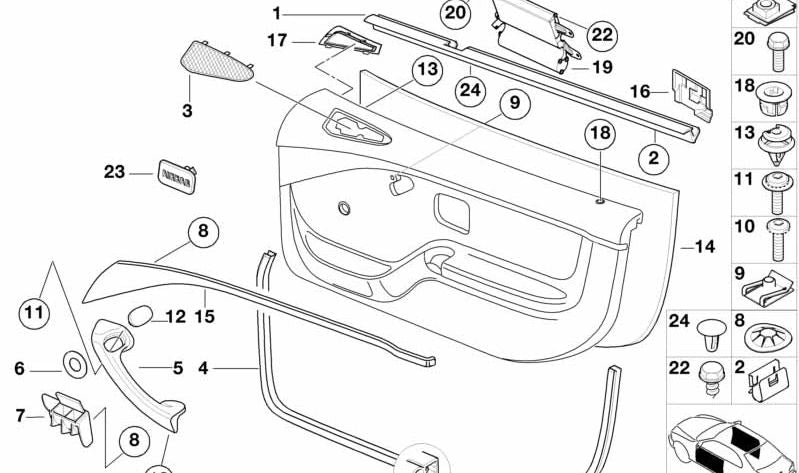 Moulage gauche pour BMW (OEM 51418398737). BMW d'origine