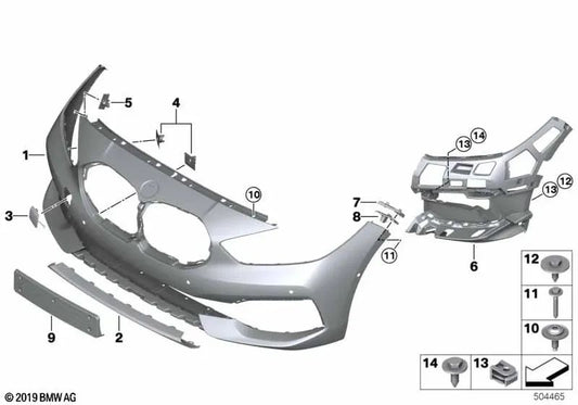 Revestimiento del parachoques delantero para BMW Serie 1 F40 (OEM 51119466831). Original BMW