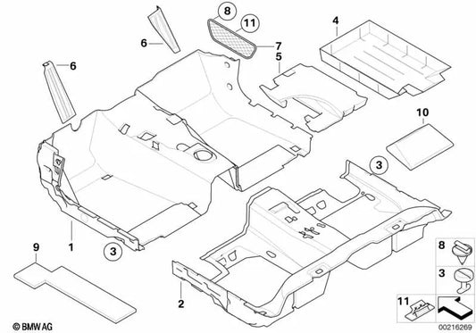 Inserto derecho para BMW E60, E60N, E61, E61N (OEM 51477039404). Original BMW.