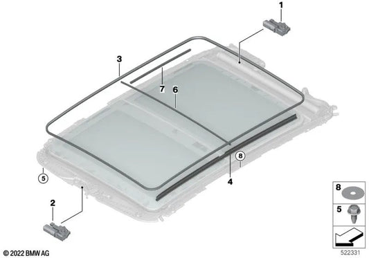 Junta interior izquierda para BMW U06, U11 (OEM 54108737275). Original BMW.