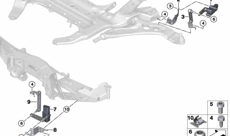 Soporte sensor de nivelación delantera OEM 37146887947 para BMW F39 (X2). Original BMW.