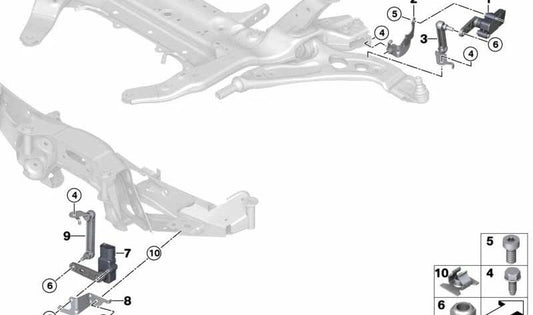 Soporte sensor de nivelación delantera OEM 37146887947 para BMW F39 (X2). Original BMW.