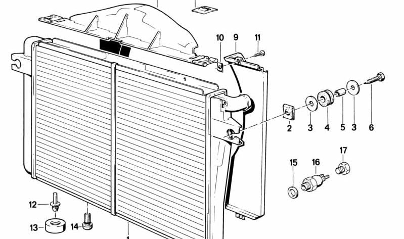 Radiador de refrigerante OEM 17112226018 para BMW E28, E24. Original BMW.