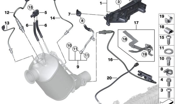 Sensor de cigüeñal OEM 13627811112 para BMW (F20, F21, F22, E90, E91, E92, E93, F30, F31, F34, F32, F33, F36, F07, F10, F11, E84, F25). Original BMW.