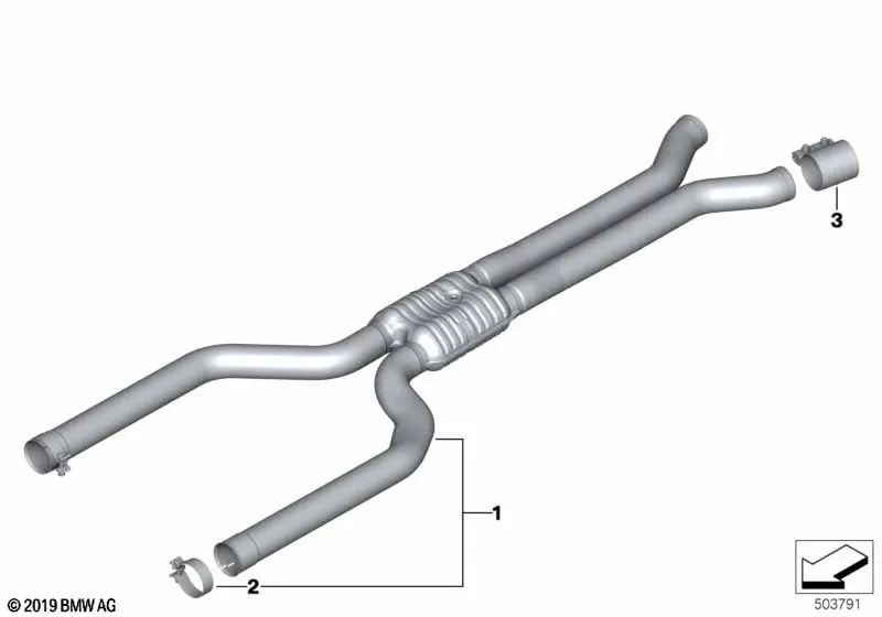 Intermediate Muffler with Connecting Pipes for BMW X5 F95, X6 F96 (OEM 18308098794). Genuine BMW