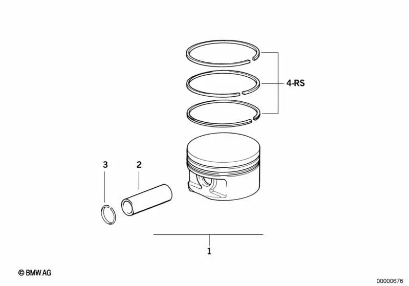 Pistón derecho para BMW Serie 7 E38, Serie 8 E31 (OEM 11251436084). Original BMW