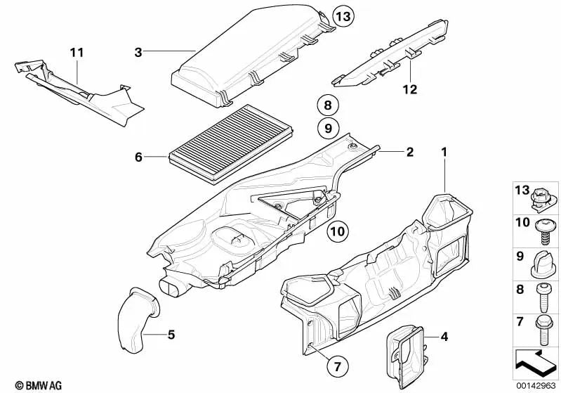 Tubo de admisión derecho para BMW E60, E60N, E61, E61N, E63, E64 (OEM 64316939722). Original BMW