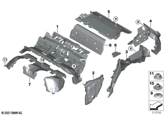 Cubierta acústica trasera izquierda para BMW I20 (OEM 51488491321). Original BMW