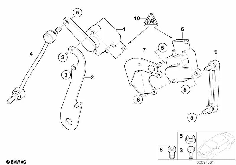 Articulación angular delantera para BMW E65, E66 (OEM 31126755466). Original BMW