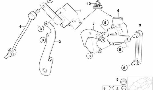 Soporte del sensor de nivel de altura derecho para BMW Serie 7 E65, E66 (OEM 31126767948). Original BMW