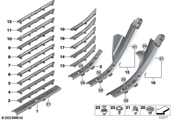 Inserto de Entrada Delantera para BMW G05, G06, G07, G07N (OEM 51478070439). Original BMW.