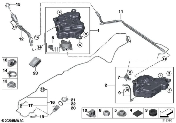 Sistema de llenado SCR para BMW G22, G26 (OEM 16197454342). Original BMW.