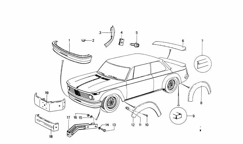 Moldura derecha delantera OEM 51711831352 para BMW Serie 3 (E21). Original BMW.