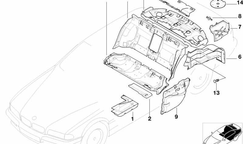 Isolateur acoustique OEM de roue arrière gauche 51488162727 pour BMW E38. BMW d'origine.