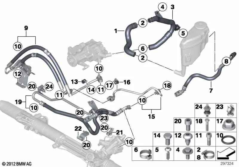 Tubería de retorno para BMW F07, F10, F06, F12, F01 (OEM 32416797306). Original BMW.