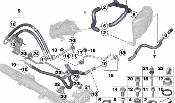 Manguera de Expansión para BMW F07, F10, F11, F06, F12, F13, F01N, F02N (OEM 32416786573). Original BMW