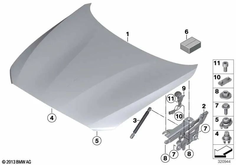 Amortiguador de Gas para Capó Delantero Activo para BMW F23, F23N, F34 (OEM 51217271304). Original BMW.