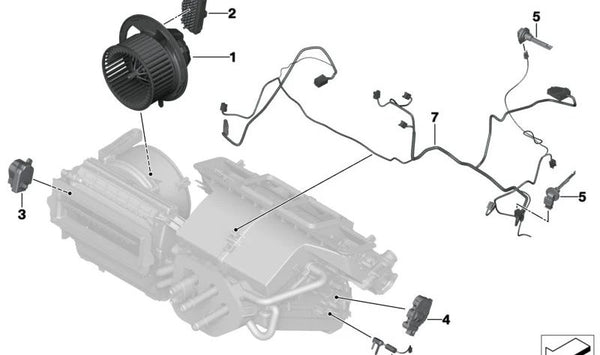 Motor del ventilador de calefacción OEM 64119305760 para BMW i8 (I12, I15). Original BMW.