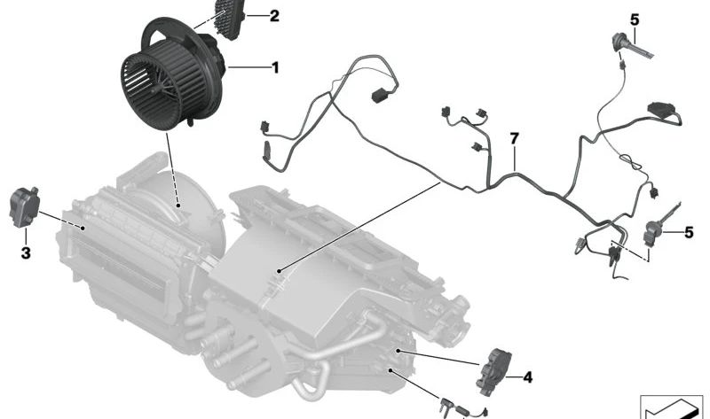 OEM 64119276112 fan resistor for BMW F20, F21, F22, F23, F87, F30, F31, F34, F80, F32, F33, F36, F82, F83, F15, F85, F16, F86, I12, I15. Original BMW.