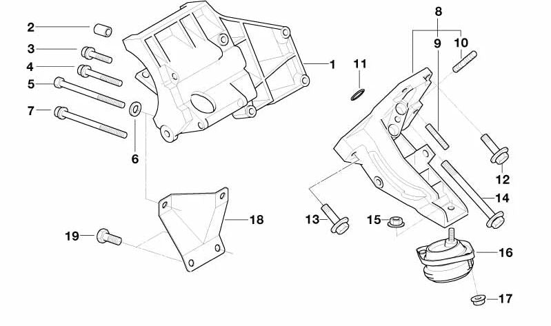 Motorträger izquierdo para BMW Serie 7 E38 (OEM 22121704581). Original BMW