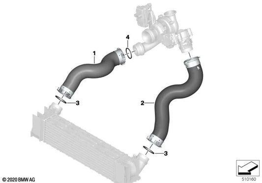 Intercooler Pipe for BMW G01, G02 (OEM 11618584547). Genuine BMW.