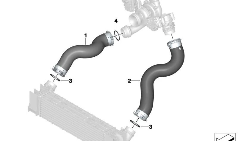 Conducto del Aire de Carga para BMW X3 G01, G01N, X4 G02, G02N (OEM 11618584545). Original BMW