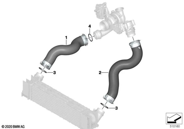 Tubo Intercooler para BMW G01, G02 (OEM 11618584547). Original BMW.