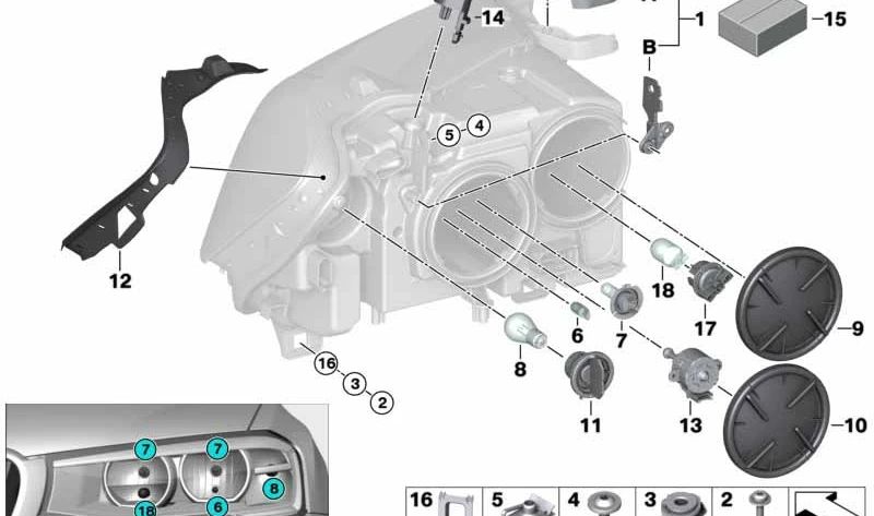 Casquillo de luz diurna para BMW F25, F26 (OEM 63117401129). Original BMW