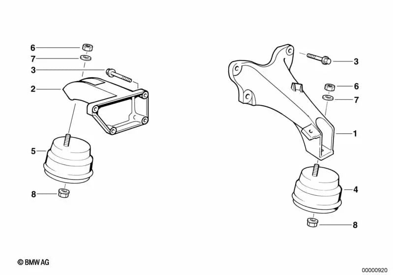 Cojinete de goma para BMW E36 (OEM 11811141377). Original BMW