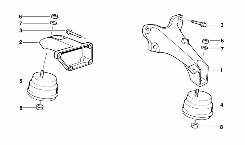 Support droit pour la série BMW 3 E36 (OEM 11811141832). BMW d'origine