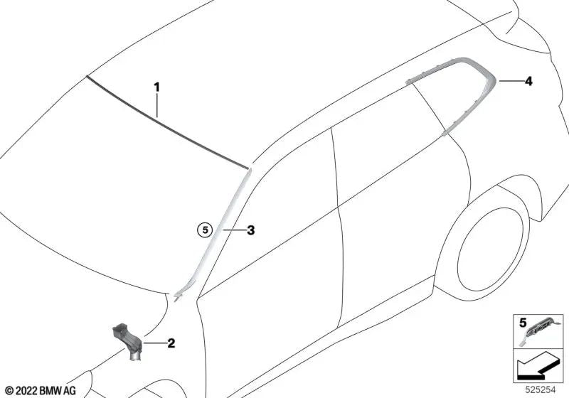 Right washerfangleiste for BMW X1 U11, U12 (OEM 51319478898). Genuine BMW.